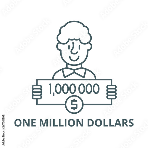 One million dollars vector line icon, outline concept, linear sign