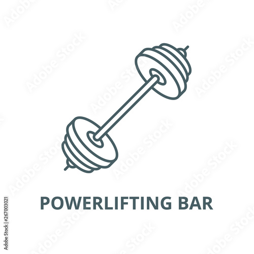 Powerlifting bar vector line icon, outline concept, linear sign