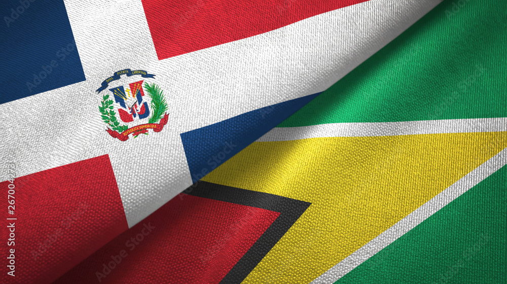 Dominican Republic and Guyana two flags textile cloth, fabric texture Dominican Republic and Guyana two flags textile cloth, fabric texture
