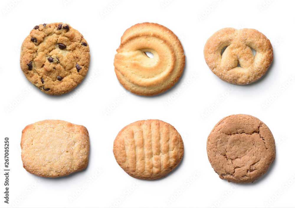 set of cookies isolated on white background