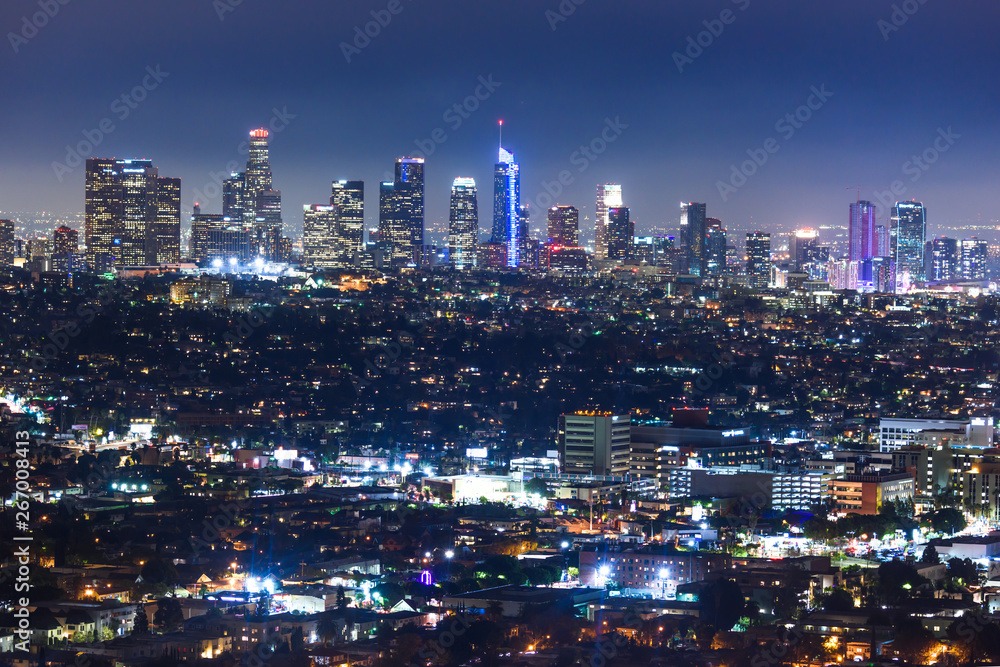 Downtown Los Angeles skyline at night