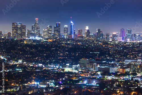 Downtown Los Angeles skyline at night