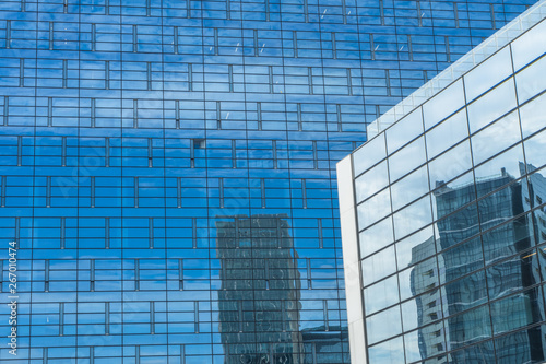 Close-Up of Modern Office Buildings in city of China.