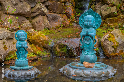 Buddha statues at Seiryu-ji Buddhist temple in Aomori, Japan photo