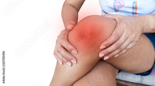 A woman with knee pain, isolated background