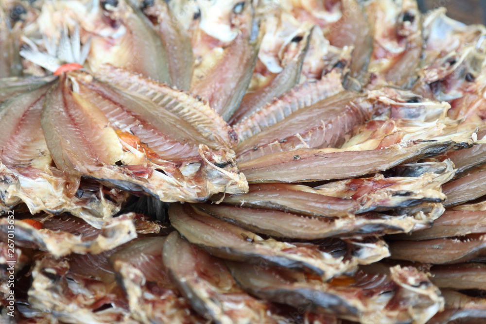 dried fish, raw food in market