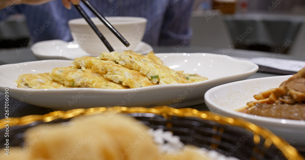 Chinese dish of fried egg in restaurant Chinese dish of fried egg in restaurant