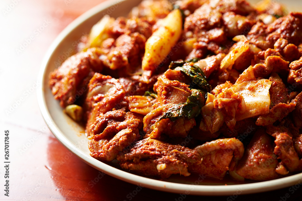 Korean spicy stir fried chicken Stock Photo | Adobe Stock