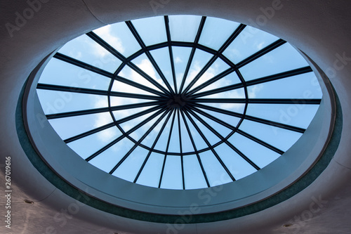 Bilde på lerret Architectural skylight glass and metal frame low angle under