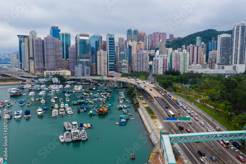 Top view of Hong Kong island district