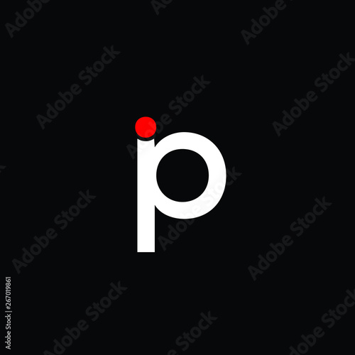 lower case P and I letter logo vector in red and white