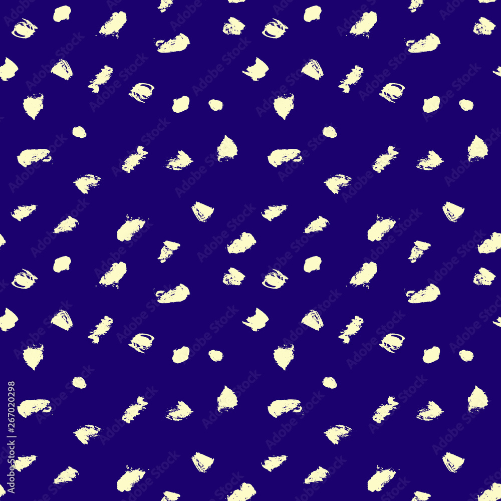 Seamless pattern with hand drawn yellow dots on dark bue background. Polka texture. Vector illustration. Seamless pattern with hand drawn yellow dots on dark bue background. Polka texture. Vector illustration.