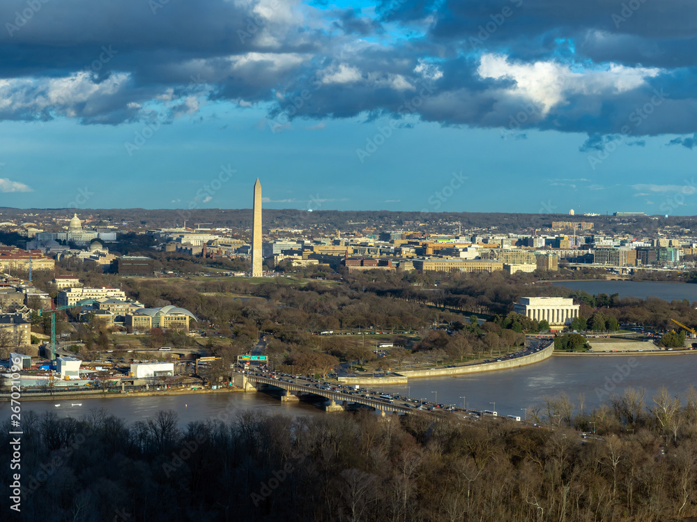 Top view scene of Washington DC down town which can see United states  Capitol, washington monument, lincoln memorial and thomas jefferson  memorial, history and culture for travel concept Stock-foto | Adobe Stock