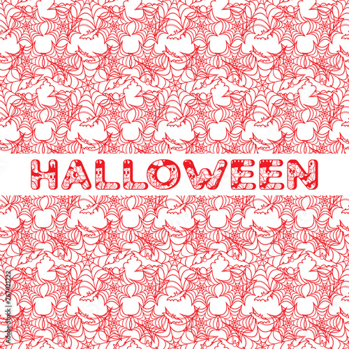 Halloween vector seamless pattern with web and bat