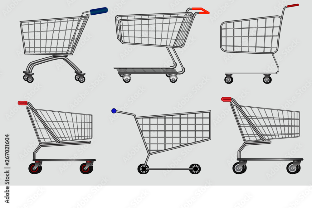 set of various isolated Shopping trolley easy to modify set of various isolated Shopping trolley easy to modify