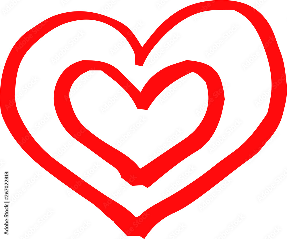 Illustration of hand drawn cute Red heart Illustration of hand drawn cute Red heart
