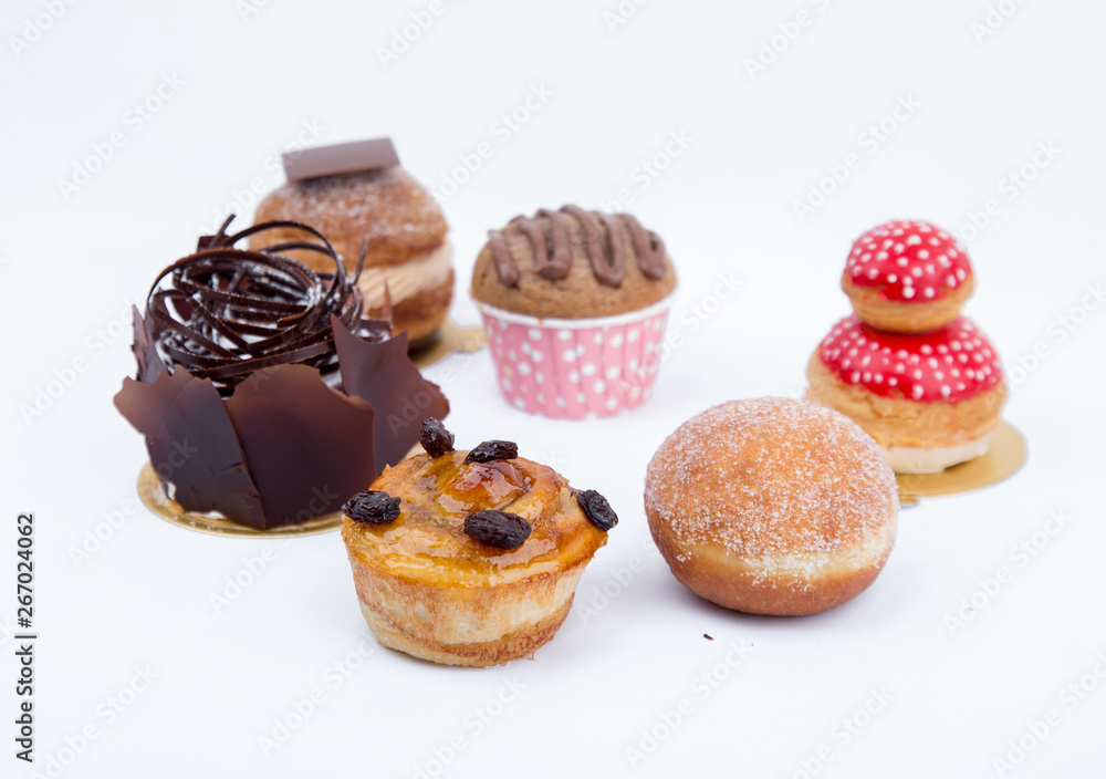 Different cakes white background Different cakes white background