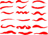 Red Winding line drawn with a brush set