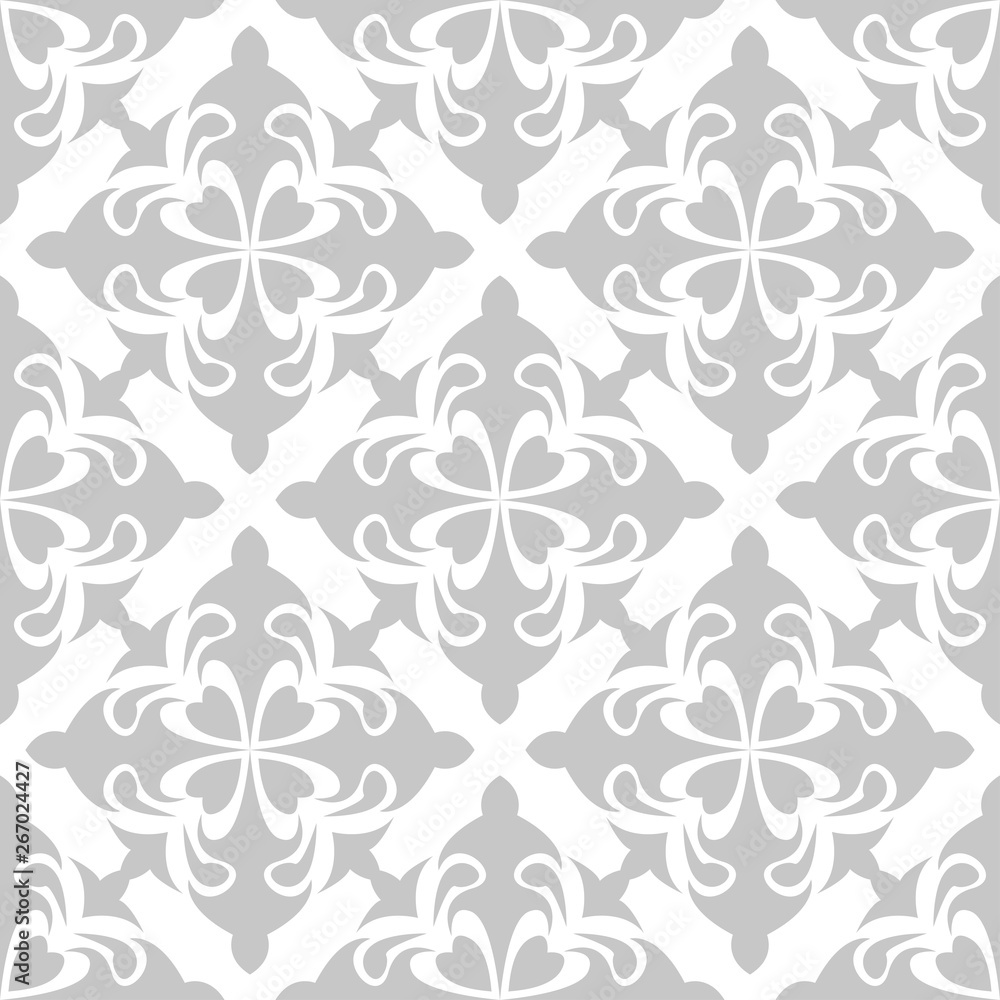 Floral seamless background. Gray pattern on white Floral seamless background. Gray pattern on white