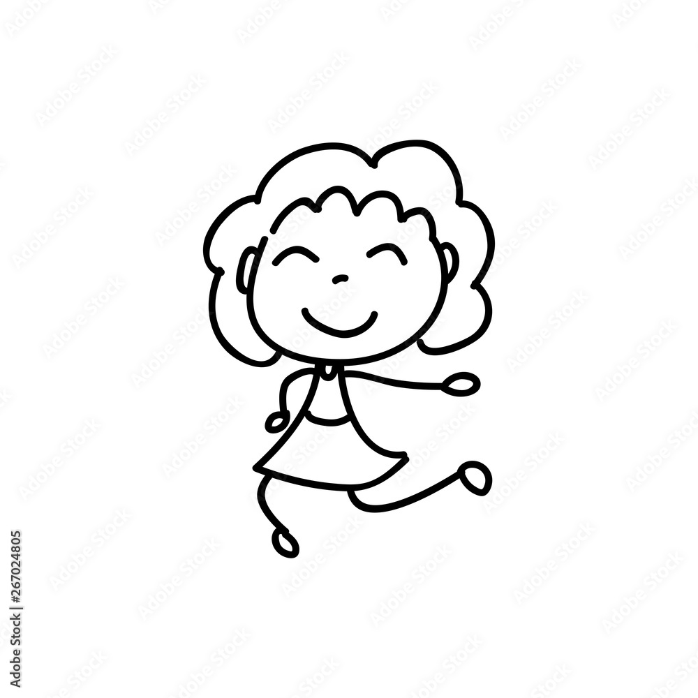 Cartoon character happy girl people happiness hand drawing illustration Cartoon character happy girl people happiness hand drawing illustration