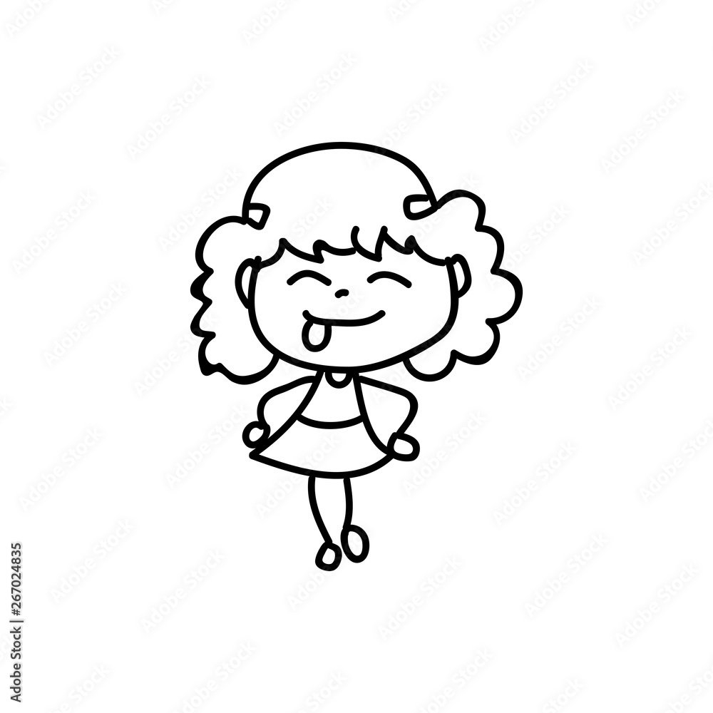Cartoon character happy girl people happiness hand drawing illustration Cartoon character happy girl people happiness hand drawing illustration