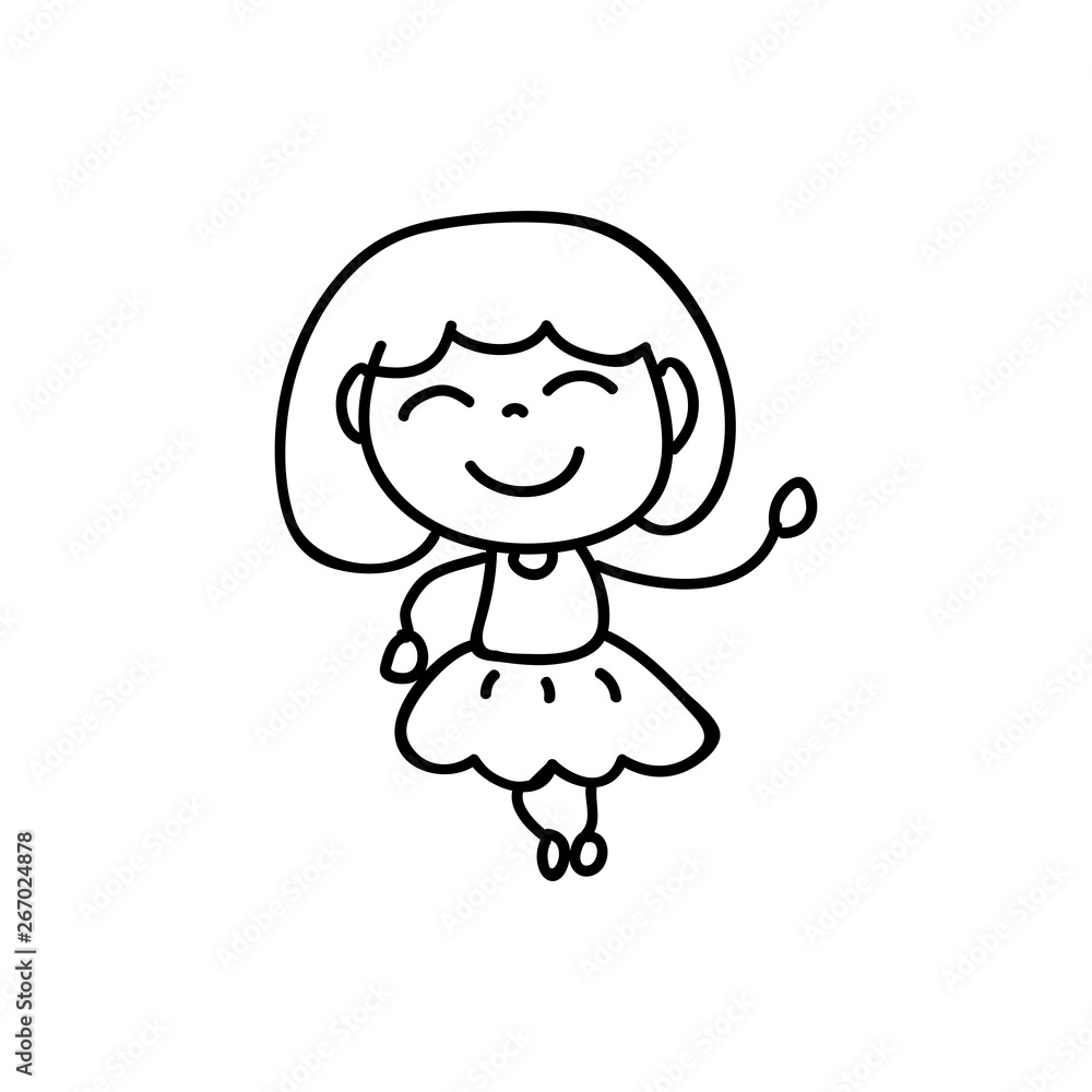 Cartoon character happy girl people happiness hand drawing illustration Cartoon character happy girl people happiness hand drawing illustration