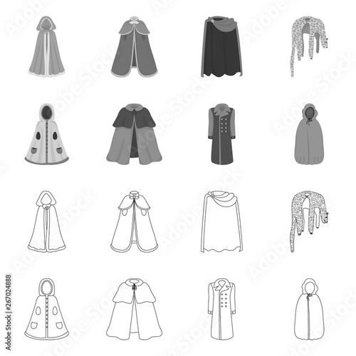 Vector design of material and clothing icon. Collection of material and garment vector icon for stock.