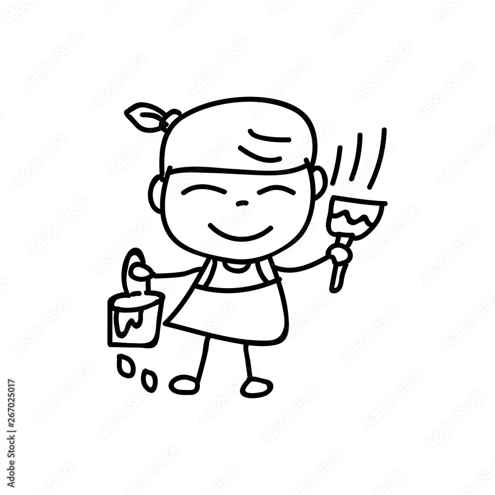 Cartoon character happy girl people happiness hand drawing illustration Cartoon character happy girl people happiness hand drawing illustration