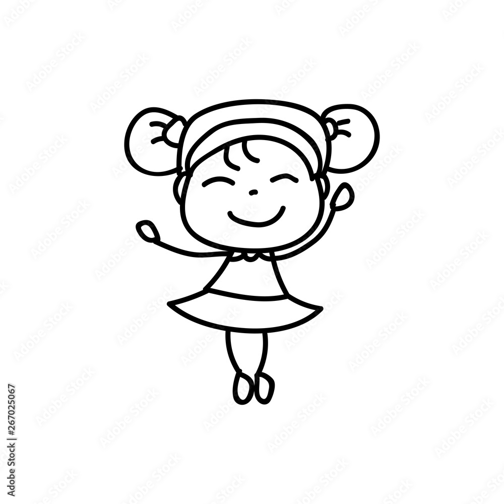 Cartoon character happy girl people happiness hand drawing illustration Cartoon character happy girl people happiness hand drawing illustration