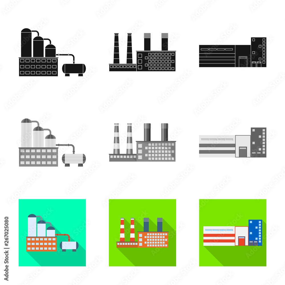 Vector illustration of production and structure symbol. Set of production and technology stock symbol for web.