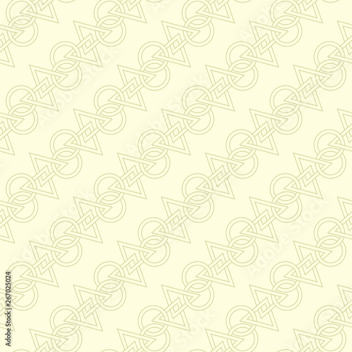 Geometric mix shape pattern. Olive green seamless background