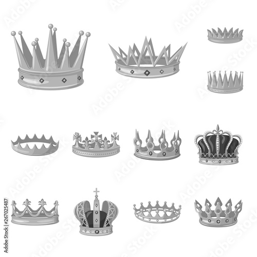 Vector design of jewel and vip logo. Collection of jewel and nobility vector icon for stock.