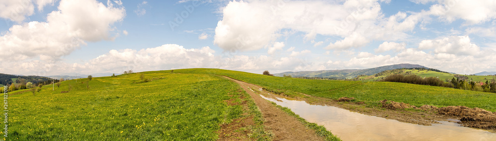 Panoramic view from Gorce near Rabka Zdroj (Poland)