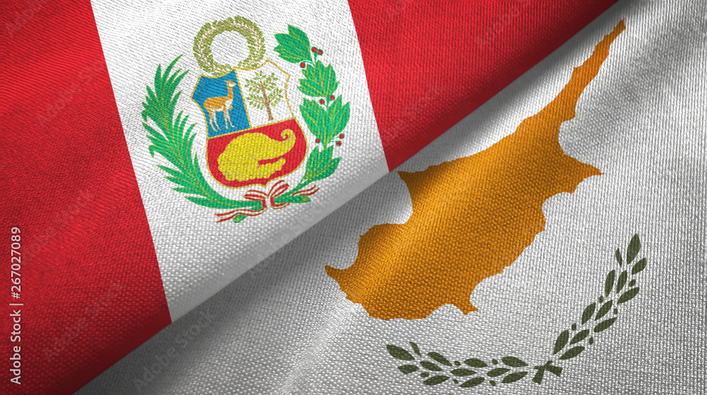 Peru and Cyprus two flags textile cloth, fabric texture Peru and Cyprus two flags textile cloth, fabric texture