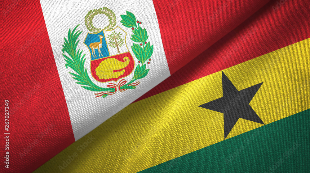 Peru and Ghana two flags textile cloth, fabric texture Peru and Ghana two flags textile cloth, fabric texture