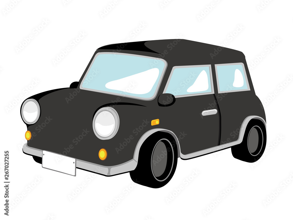 Εκτύπωση καμβά mini car , subcompact car illustration (black)