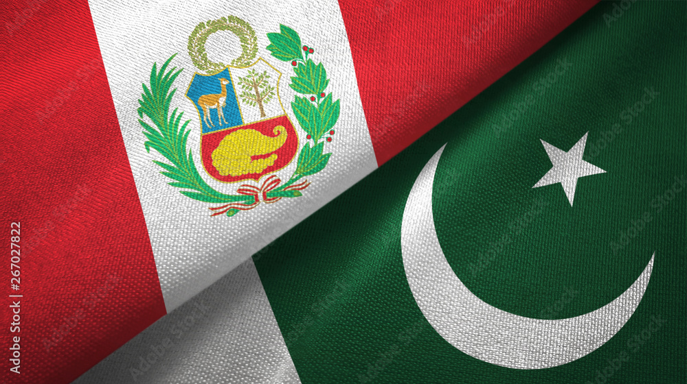 Peru and Pakistan two flags textile cloth, fabric texture Peru and Pakistan two flags textile cloth, fabric texture