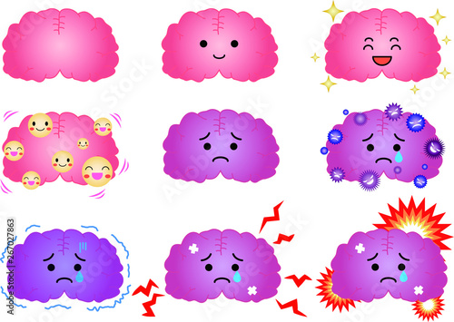 Illustration of a cute Gradation brain set