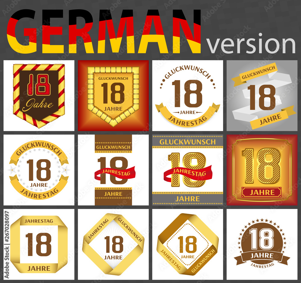 German set of number 18 templates