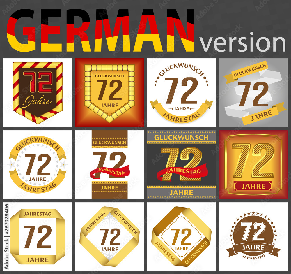 German set of number 72 templates
