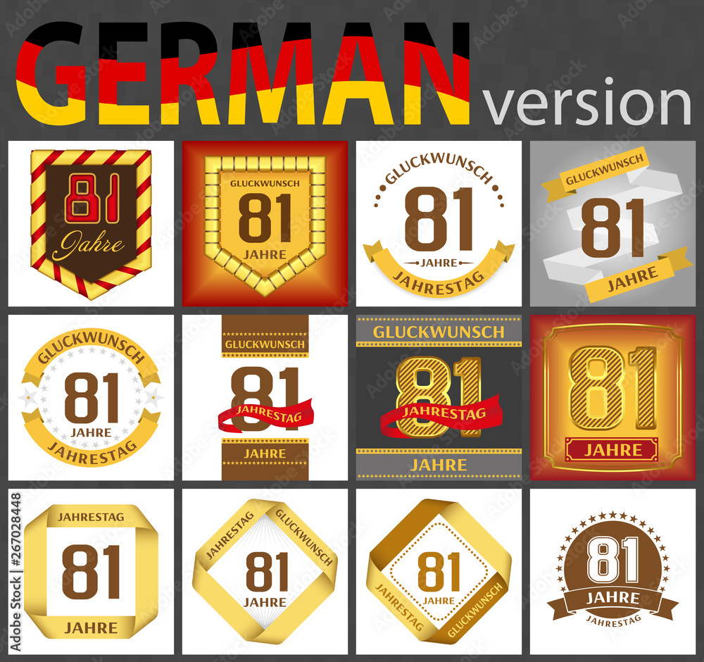 German set of number 81 templates