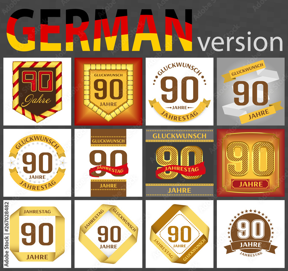 German set of number 90 templates