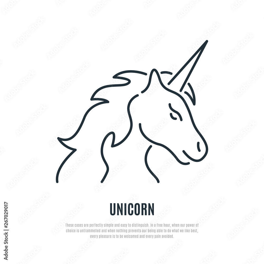 Unicorn line icon. Magic animal symbol. Liner style. Vector illustration.