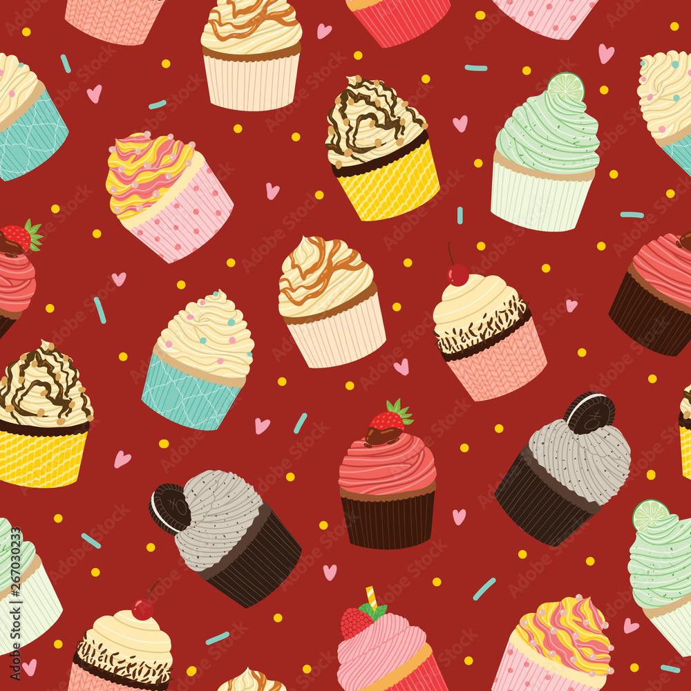 cute delicious cupcake varian seamless pattern cute delicious cupcake varian seamless pattern