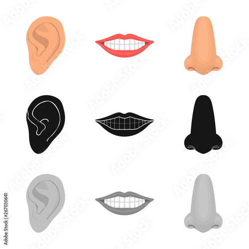 Isolated object of body and part logo. Collection of body and anatomy vector icon for stock.