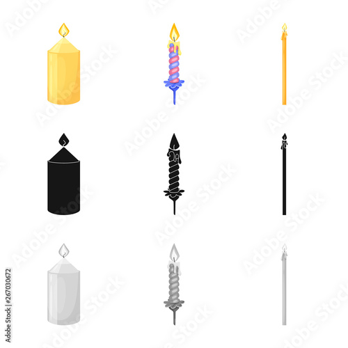 Isolated object of relaxation and flame icon. Collection of relaxation and wax stock symbol for web.