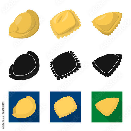 Vector design of products  and cooking logo. Collection of products  and appetizer stock symbol for web.
