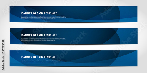 Vector banners with abstract geometric blue background
