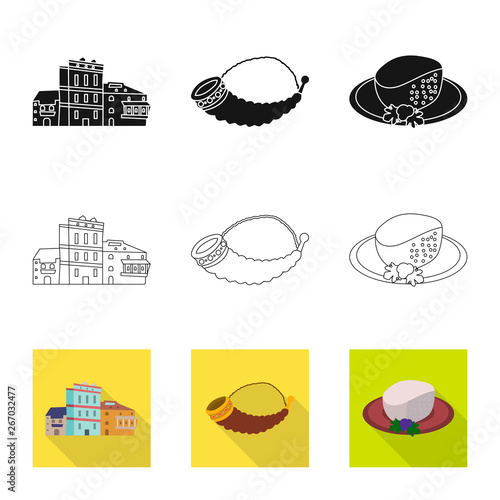 Vector illustration of culture and sightseeing sign. Set of culture and originality stock symbol for web.