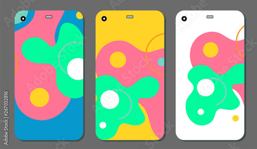 Set fashionable abstract ornaments for mobile phone cover and screen . The visible part of the clipping mask. The sample is ready for printing after the release clipping mask.Vector